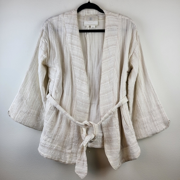 HEI HEI Anthropologie gauzy metallic thread lined Kimono Jacket XS Oversized - Picture 1 of 9